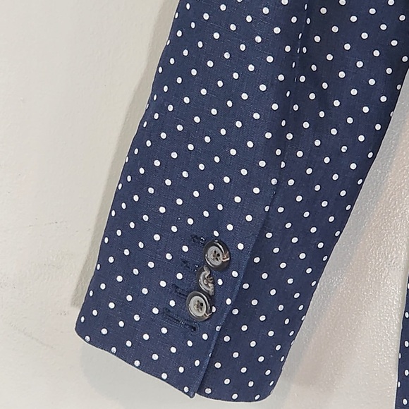 J. Crew Navy Polka Dot Linen Regent Blazer Sz. 4 - Picture 7 of 10